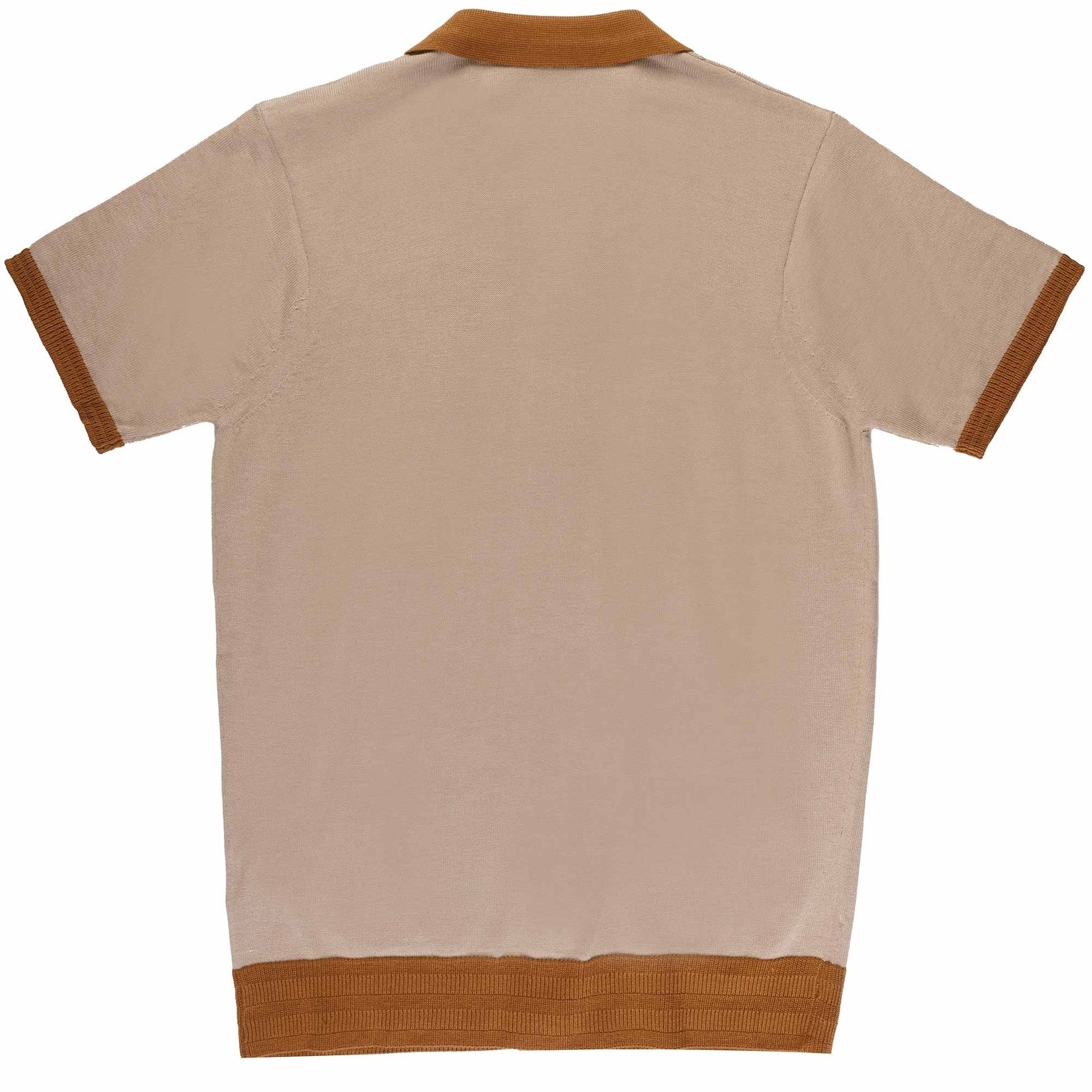 Buy Gabicci Vintage Arlo Button-Thru Knitted Polo Shirt - Granola | Short-Sleeved Polo Shirtss at Woven Durham