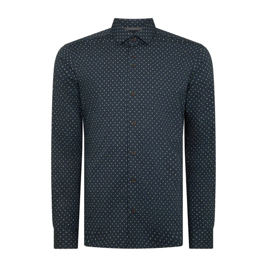 Buy Remus Uomo Arrow Head Print Shirt - Navy | Long-Sleeved Shirtss at Woven Durham