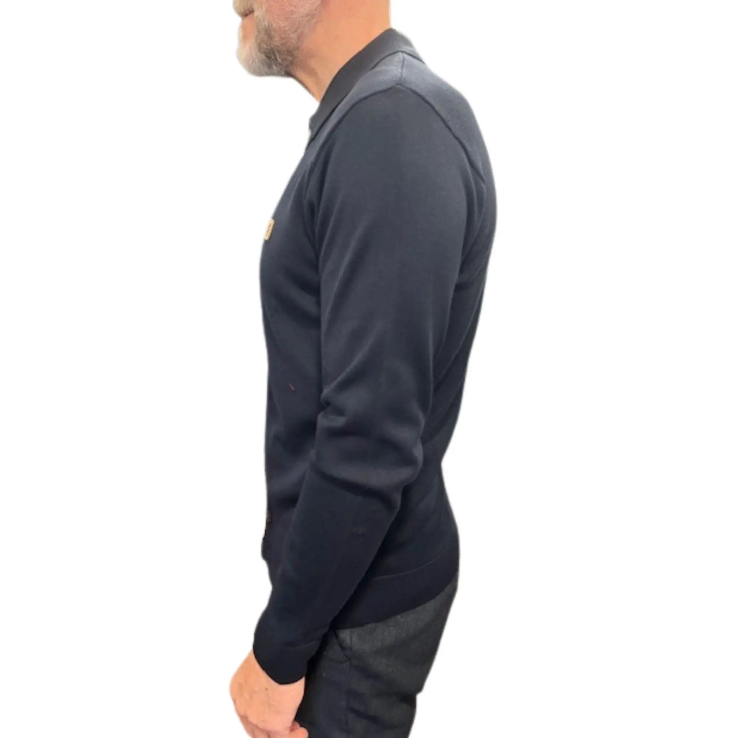 Buy Gabicci Vintage Azima Button-Thru Knitted Polo - Navy | Long-Sleeved Polo Shirtss at Woven Durham