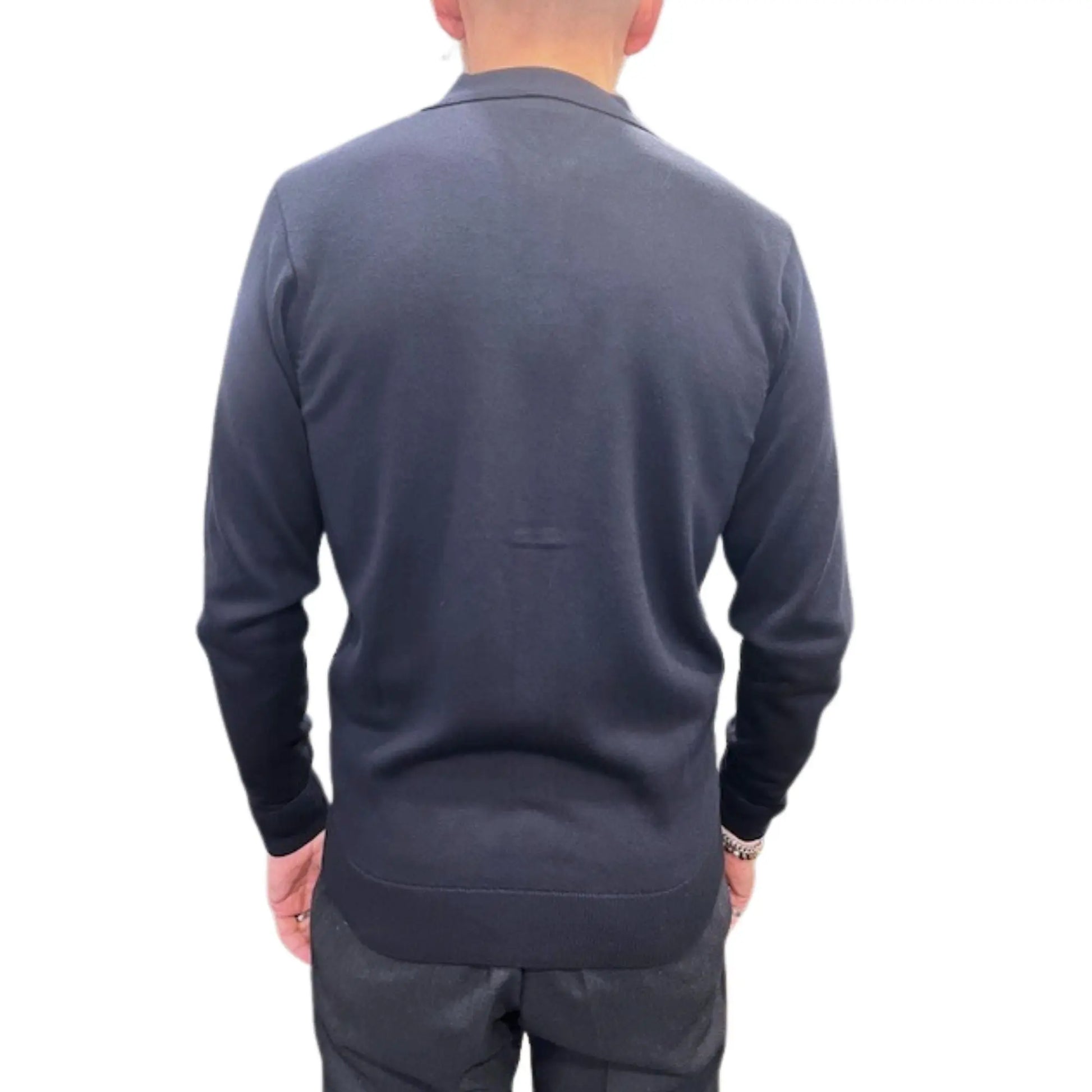 Buy Gabicci Vintage Azima Button-Thru Knitted Polo - Navy | Long-Sleeved Polo Shirtss at Woven Durham