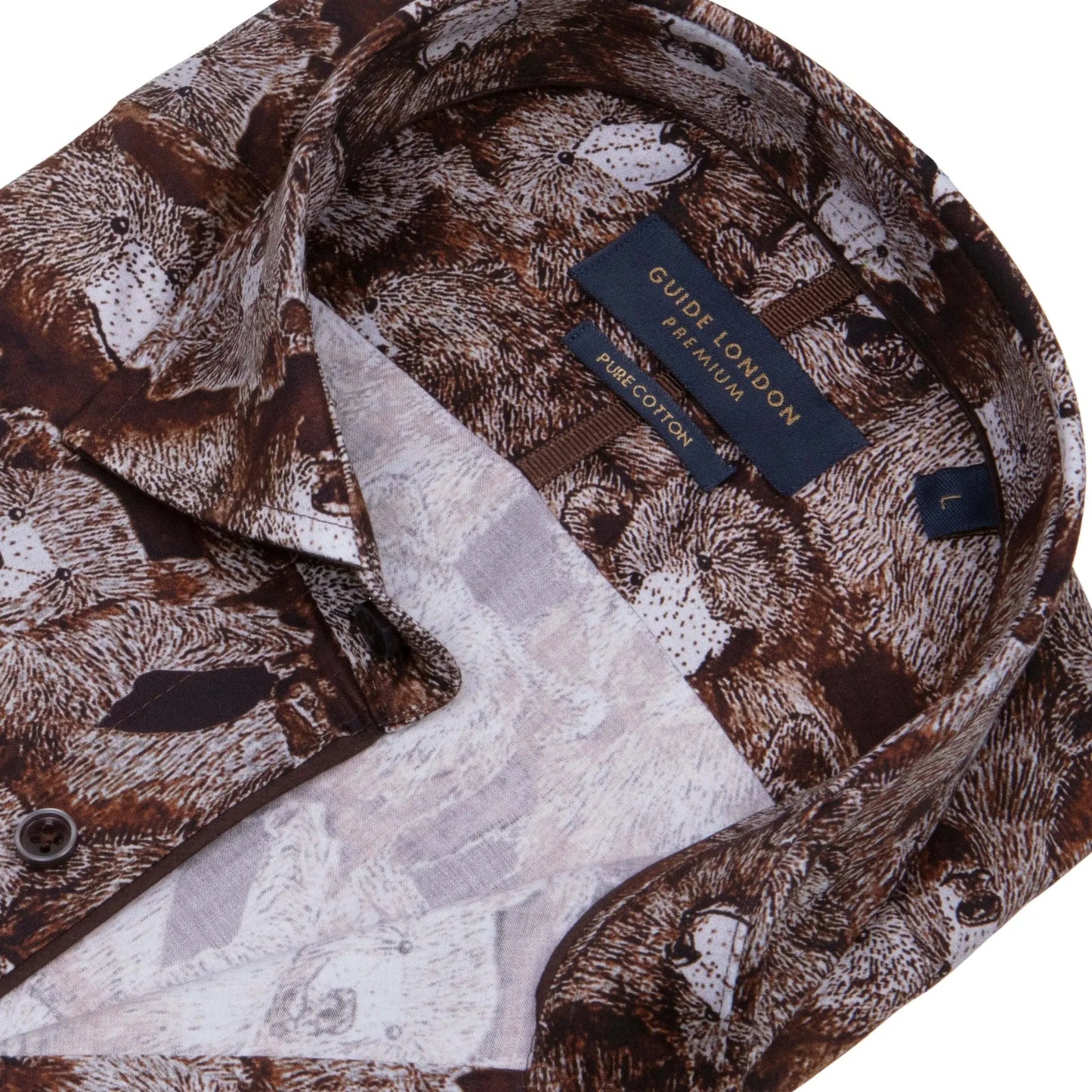 Buy Guide London Bear Print Brown Long-Sleeve Shirt (Copy) | Long-Sleeved Shirtss at Woven Durham