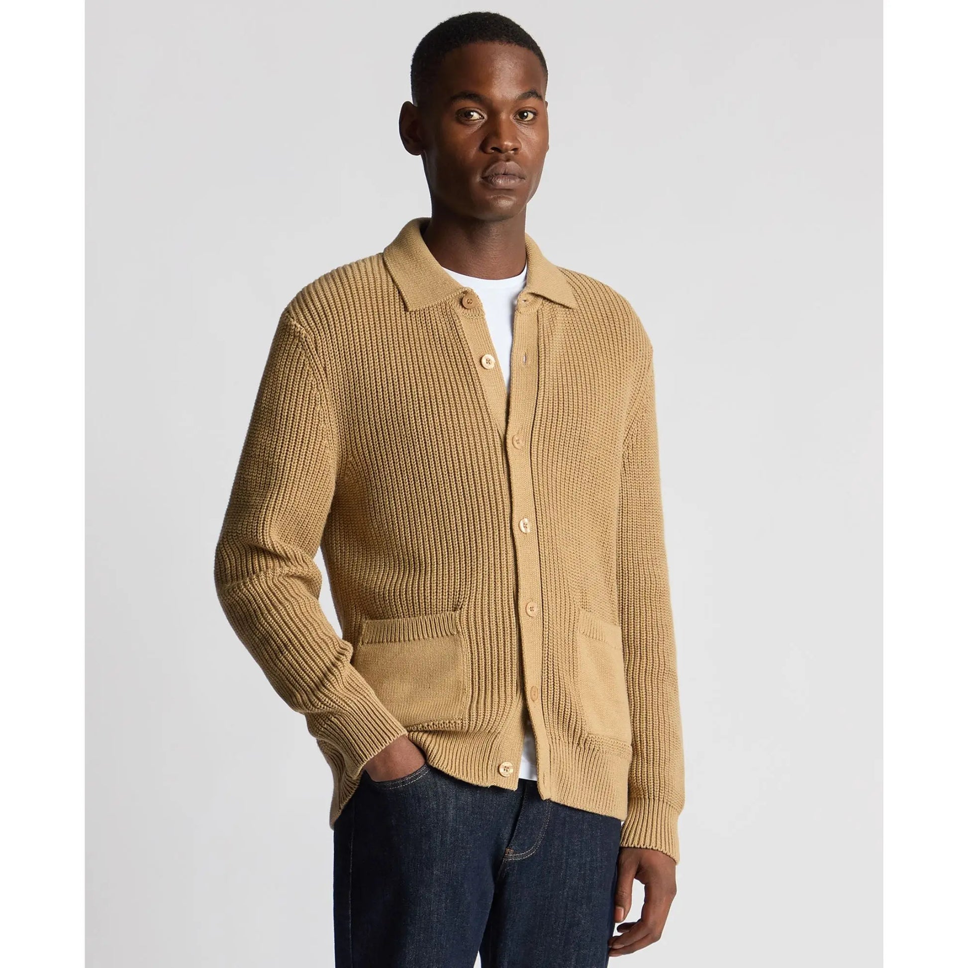 Buy Remus Uomo Beige Long-Sleeved Buttoned Cardigan | Cardiganss at Woven Durham