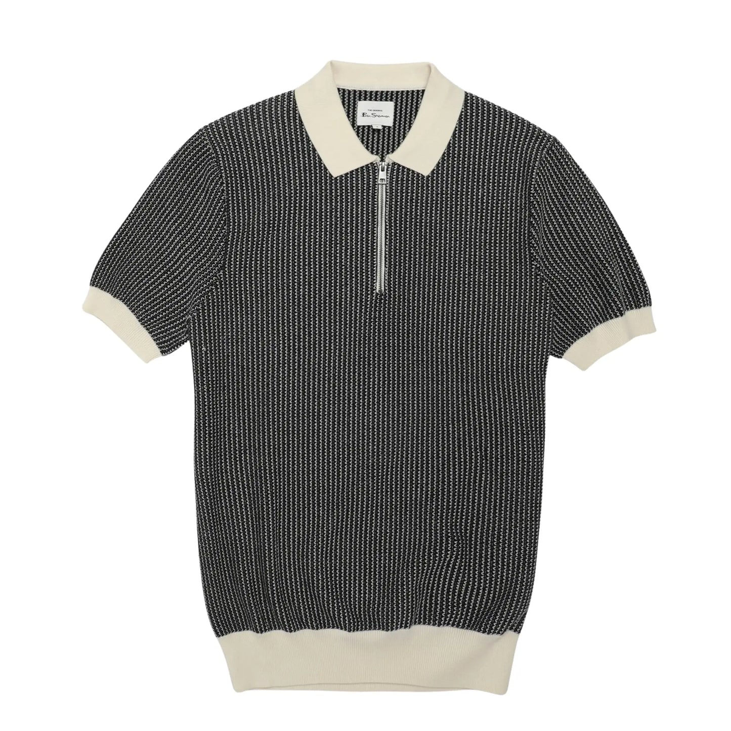 Buy Ben Sherman Bicolour Zip Through Polo - Ivory | Short-Sleeved Polo Shirtss at Woven Durham