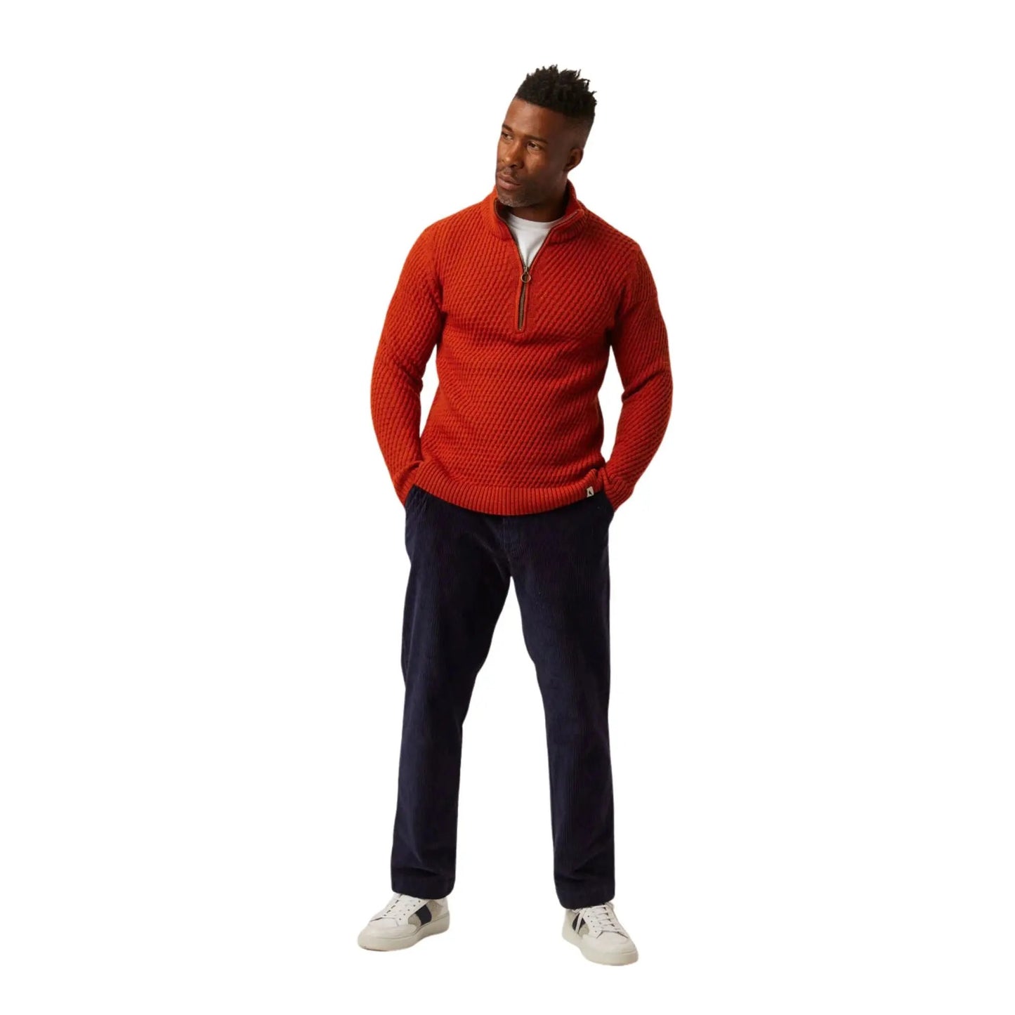 Buy Peregrine Birchall Quarter-Zip Jumper - Orange | Zip-Up Jumperss at Woven Durham