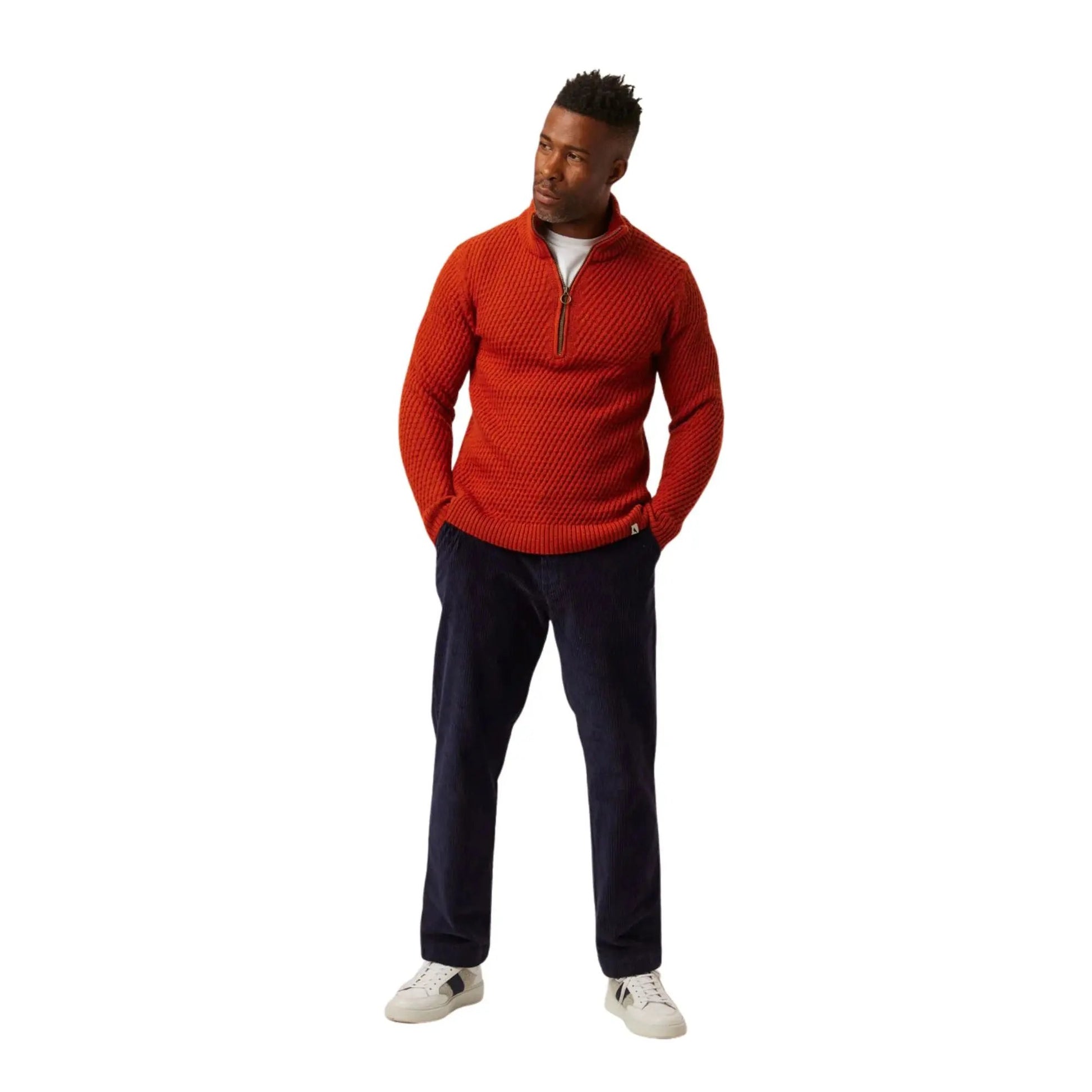 Buy Peregrine Birchall Quarter-Zip Jumper - Orange | Zip-Up Jumperss at Woven Durham