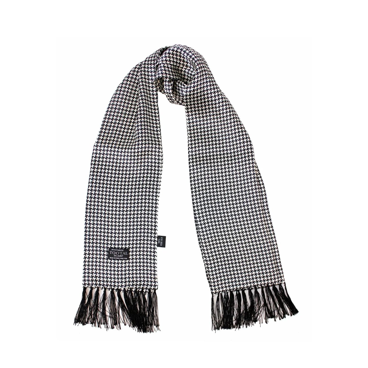Buy Tootal Black Dogtooth Silk Scarf | Aviator Scarvess at Woven Durham