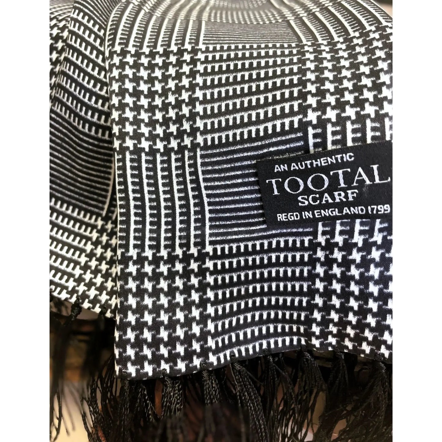 Buy Tootal Black Prince of Wales Check Silk Scarf | Aviator Scarvess at Woven Durham