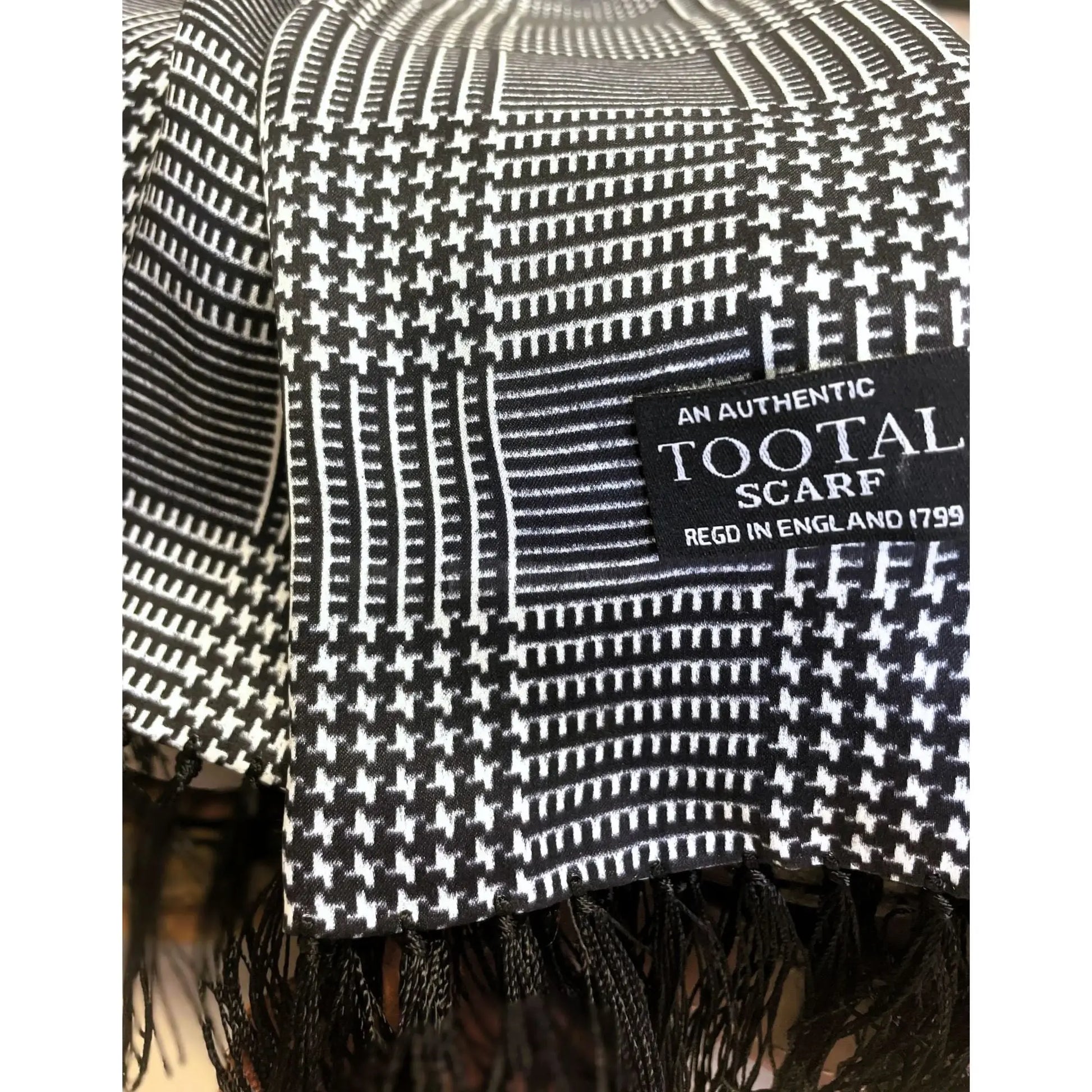 Buy Tootal Black Prince of Wales Check Silk Scarf | Aviator Scarvess at Woven Durham