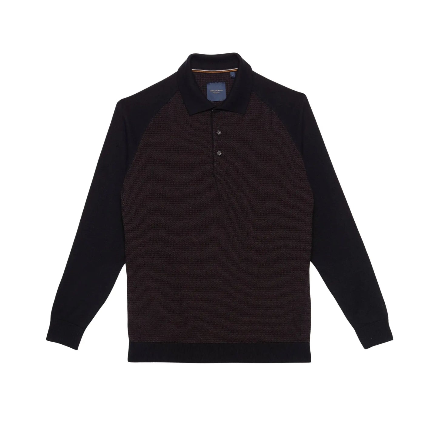 Buy Guide London Long-Sleeve Polo - Black/Brown | Long-Sleeved Polo Shirtss at Woven Durham