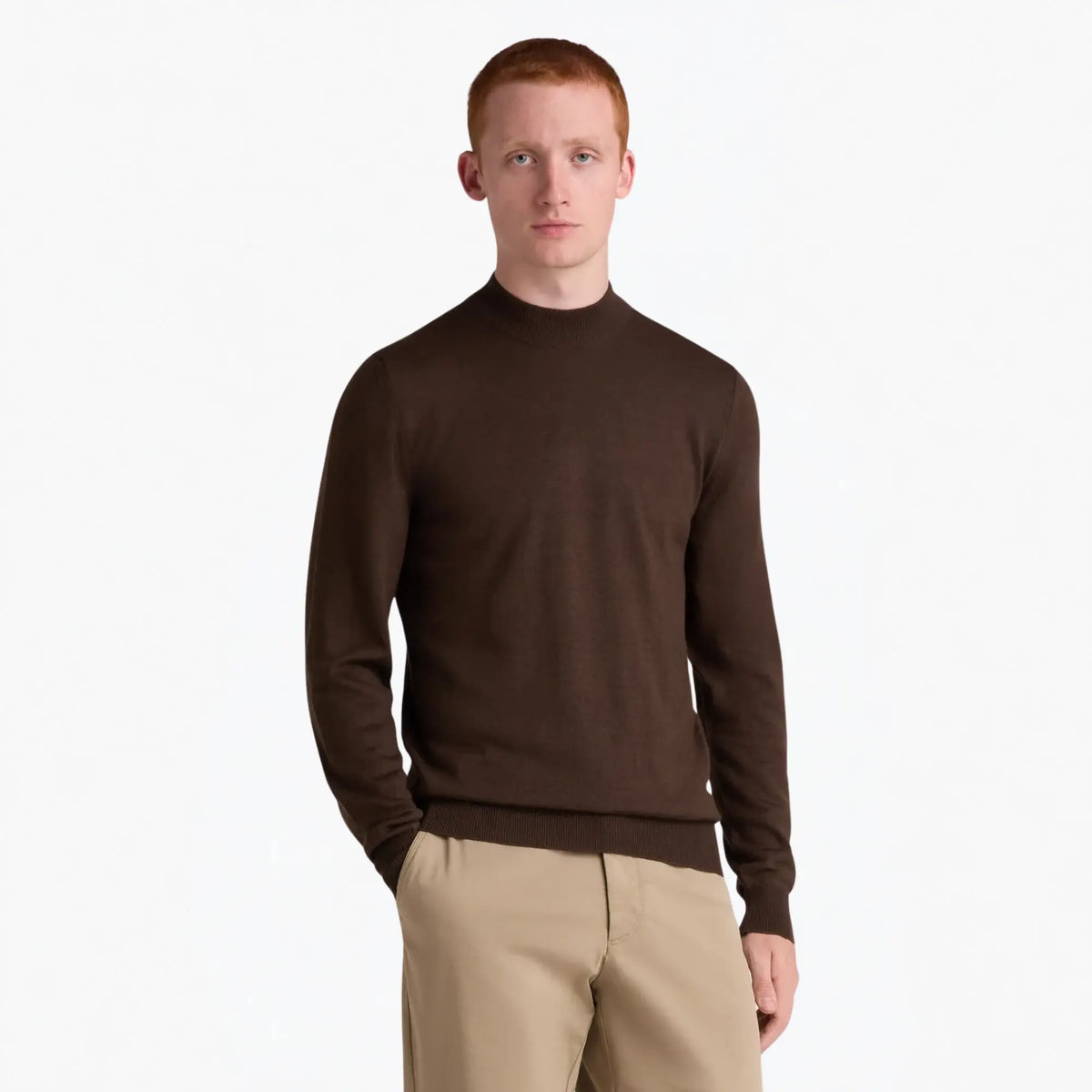 Buy Remus Uomo Brown Mock Neck Jumper | Zip-Up Jumperss at Woven Durham