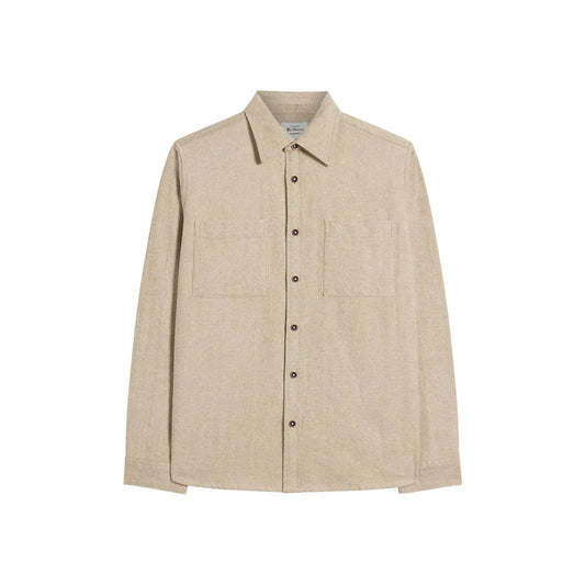 Buy Ben Sherman Brushed Herringbone Overshirt - Bronze | Overshirtss at Woven Durham