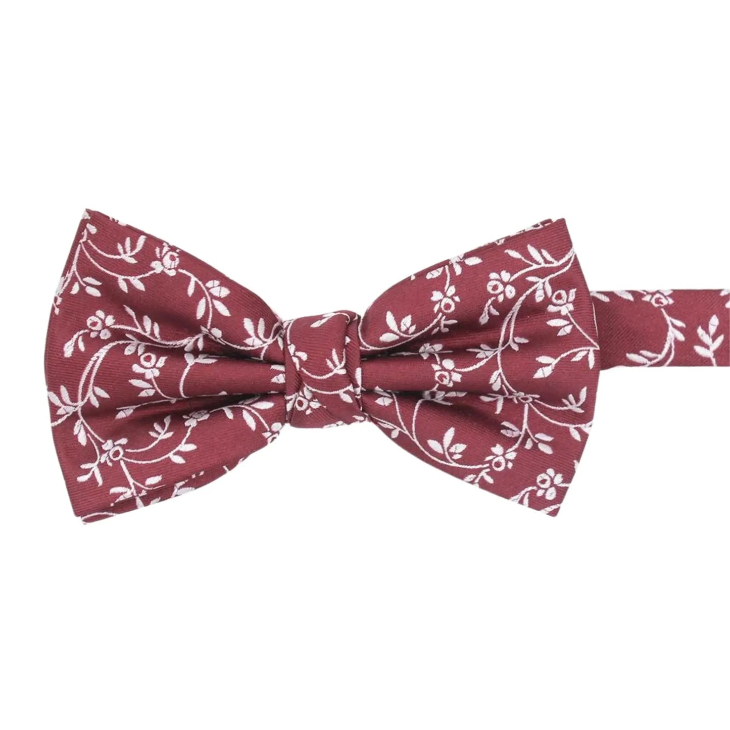 Buy L.A. Smith Burgundy Leafy Floral Bow Tie | Pre-Tied Bow Tiess at Woven Durham