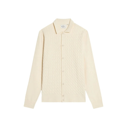 Buy Ben Sherman Button-Through Cable Polo - Ivory | Long-Sleeved Polo Shirtss at Woven Durham