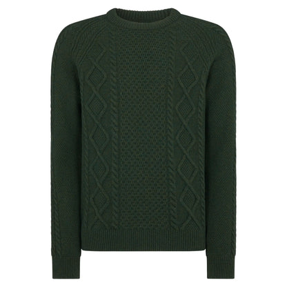 Buy Remus Uomo Cable Knit Wool Jumper - Green | Crew-Neck Jumperss at Woven Durham