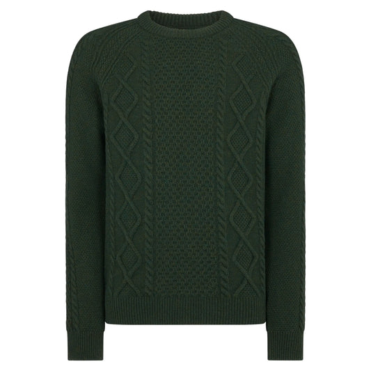 Buy Remus Uomo Cable Knit Wool Jumper - Green | Crew-Neck Jumperss at Woven Durham