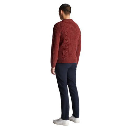 Buy Remus Uomo Cable Knit Wool Jumper - Red | Crew-Neck Jumperss at Woven Durham