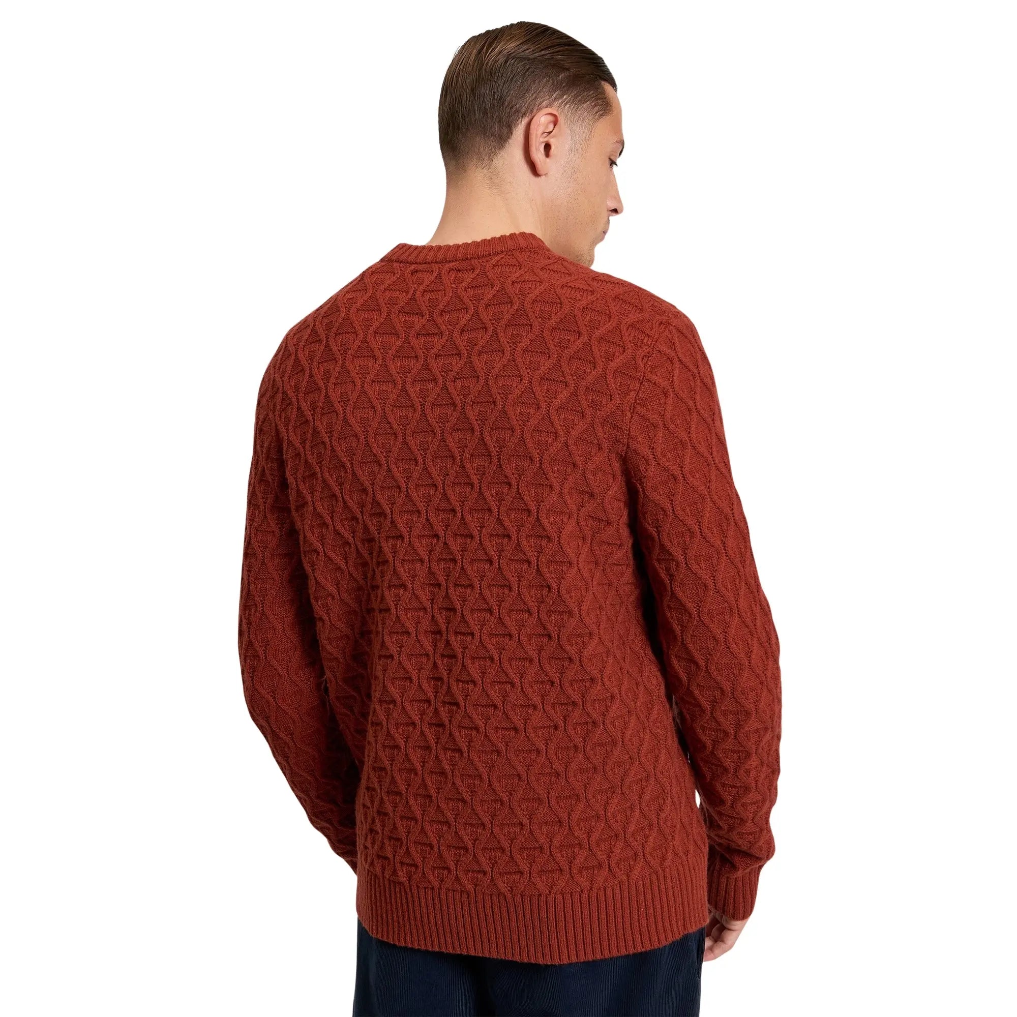Woven Retail Cable Texture Burnt Orange Crew-Neck Knit Jumper | Buy
