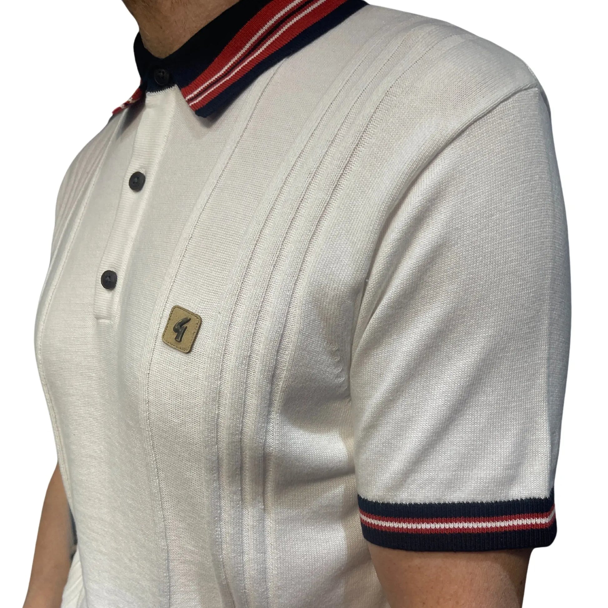 Buy Gabicci Vintage Canto Knitted Polo Shirt - White | Short-Sleeved Polo Shirtss at Woven Durham
