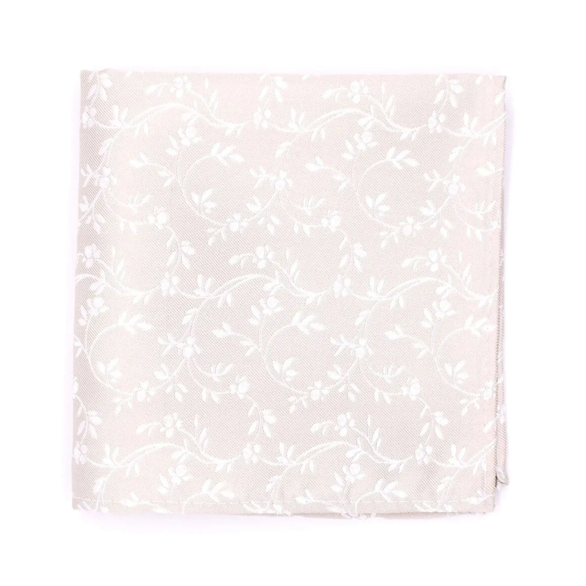 Buy L.A. Smith Champagne Leafy Floral Pocket Square | Polyester Pocket Squaress at Woven Durham