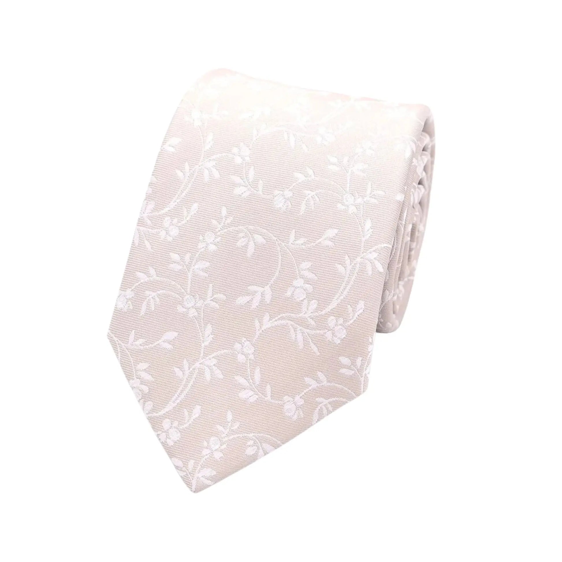 Buy L.A. Smith Champagne Leafy Floral Tie | Silk Tiess at Woven Durham