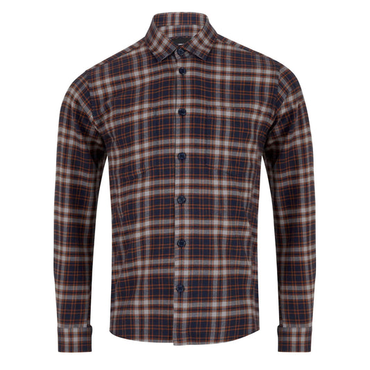 Buy Remus Uomo Check Over Shirt - Navy | Long-Sleeved Shirtss at Woven Durham