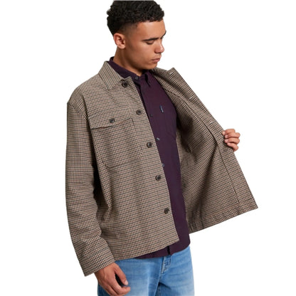 Buy Ben Sherman Check Patch-Pocket Jacket - Light Brown | Harrington Jacketss at Woven Durham