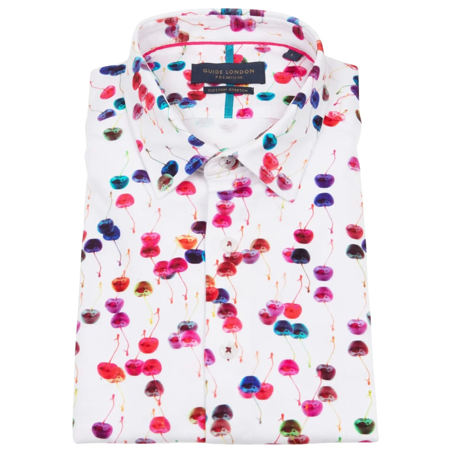 Buy Guide London Cherries Short Sleeve Shirt - White | Short-Sleeved Polo Shirtss at Woven Durham
