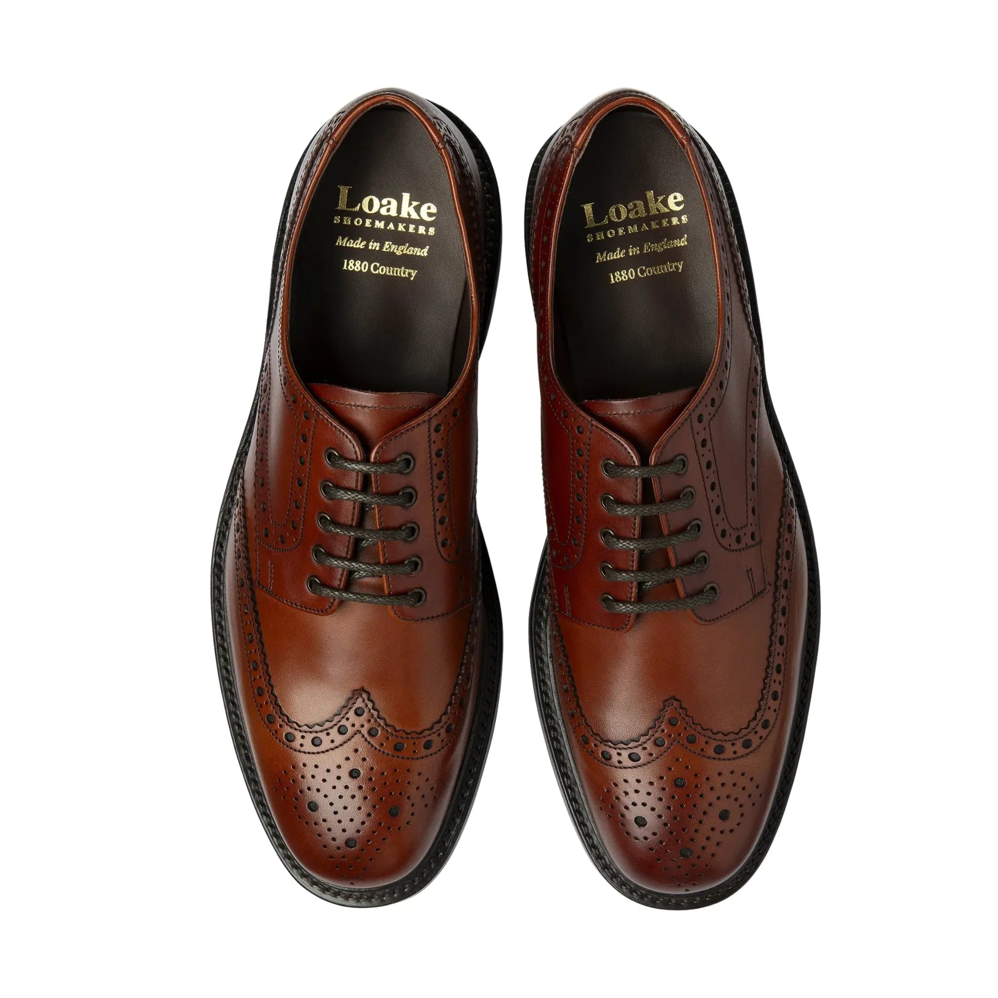 Buy Loake Chester Brogue Shoes with Rubber Sole - Mahogany | Derby Shoess at Woven Durham