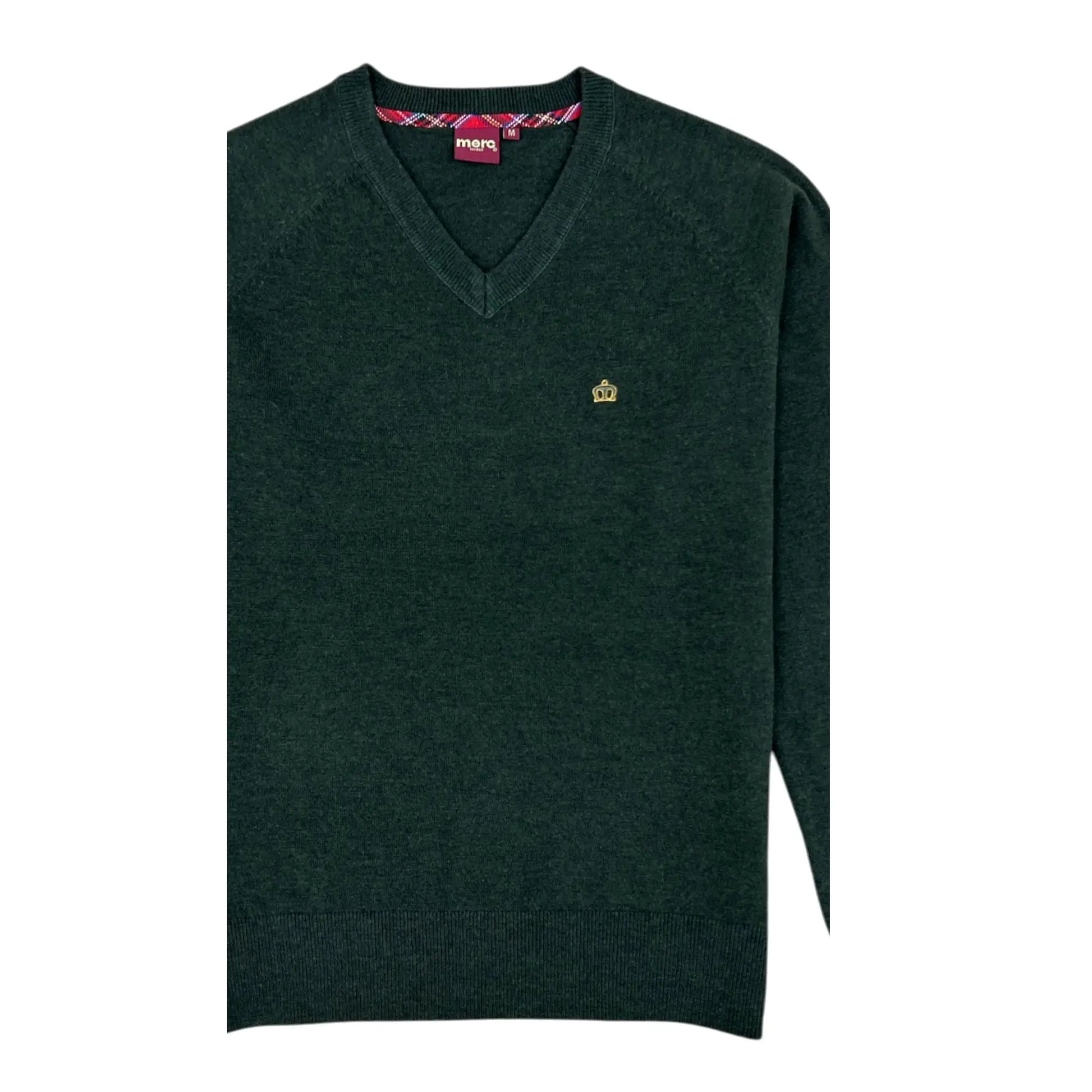 Buy Merc London Conrad V-Neck Knit Jumper - Dark Green | Crew-Neck Jumperss at Woven Durham