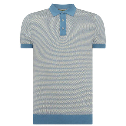 Buy Remus Uomo Contrast Collar Knitted Polo - Blue | Short-Sleeved Polo Shirtss at Woven Durham