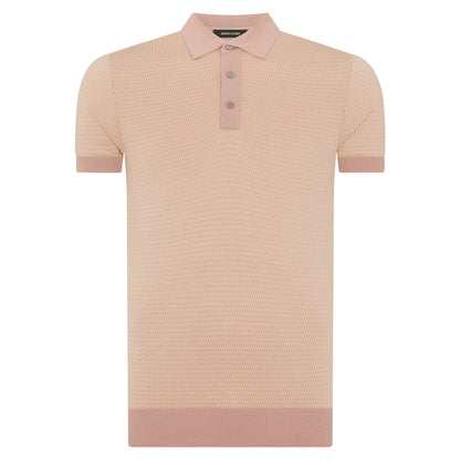 Buy Remus Uomo Contrast Collar Knitted Polo - Pink | Short-Sleeved Polo Shirtss at Woven Durham