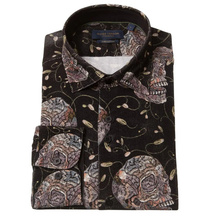 Cord Black Long-Sleeve Skull Shirt