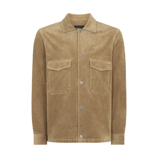 Buy Remus Uomo Cord Overshirt - Stone | Long-Sleeved Polo Shirtss at Woven Durham