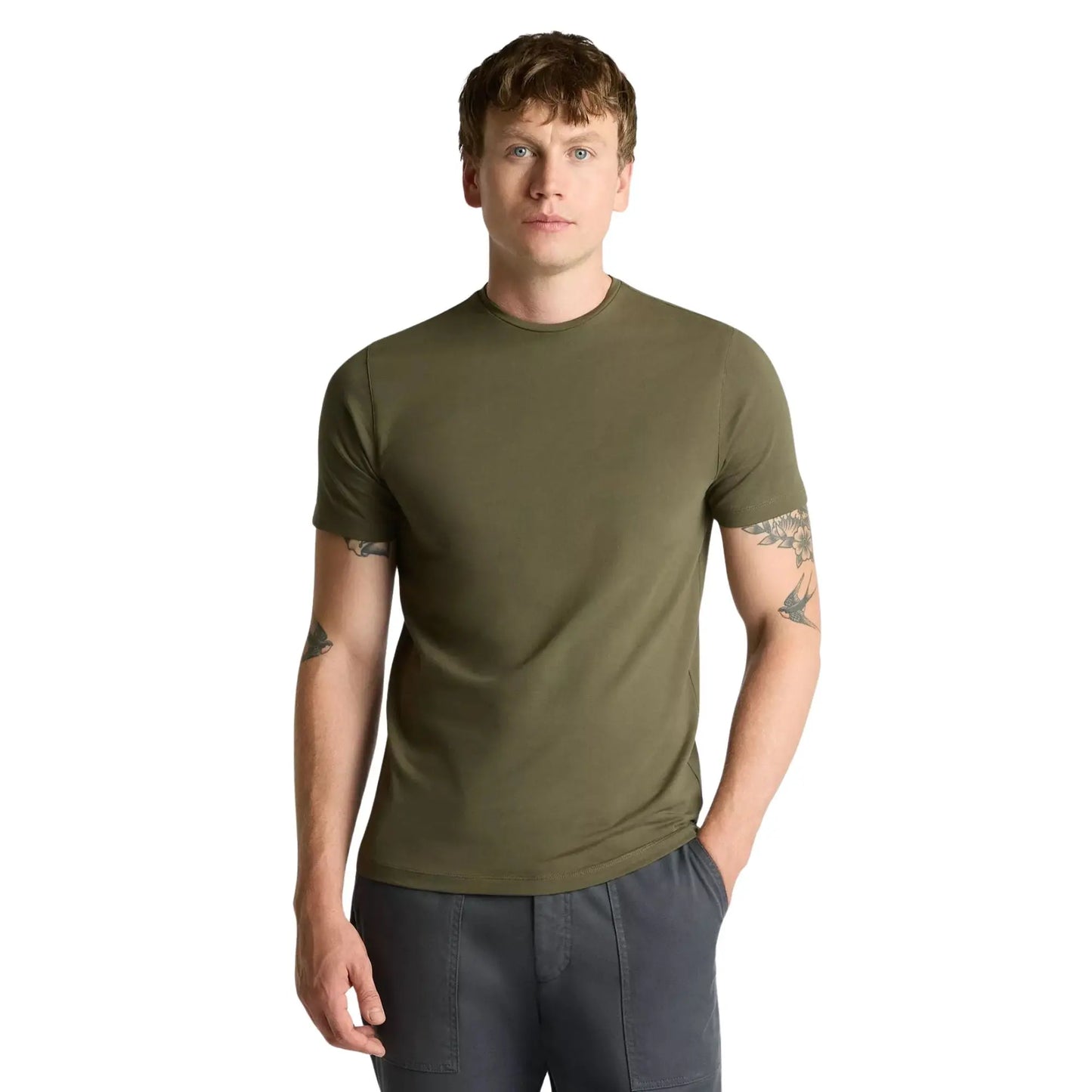 Buy Remus Uomo Crew Neck Stretch T-Shirt - Dark Green | T-Shirtss at Woven Durham