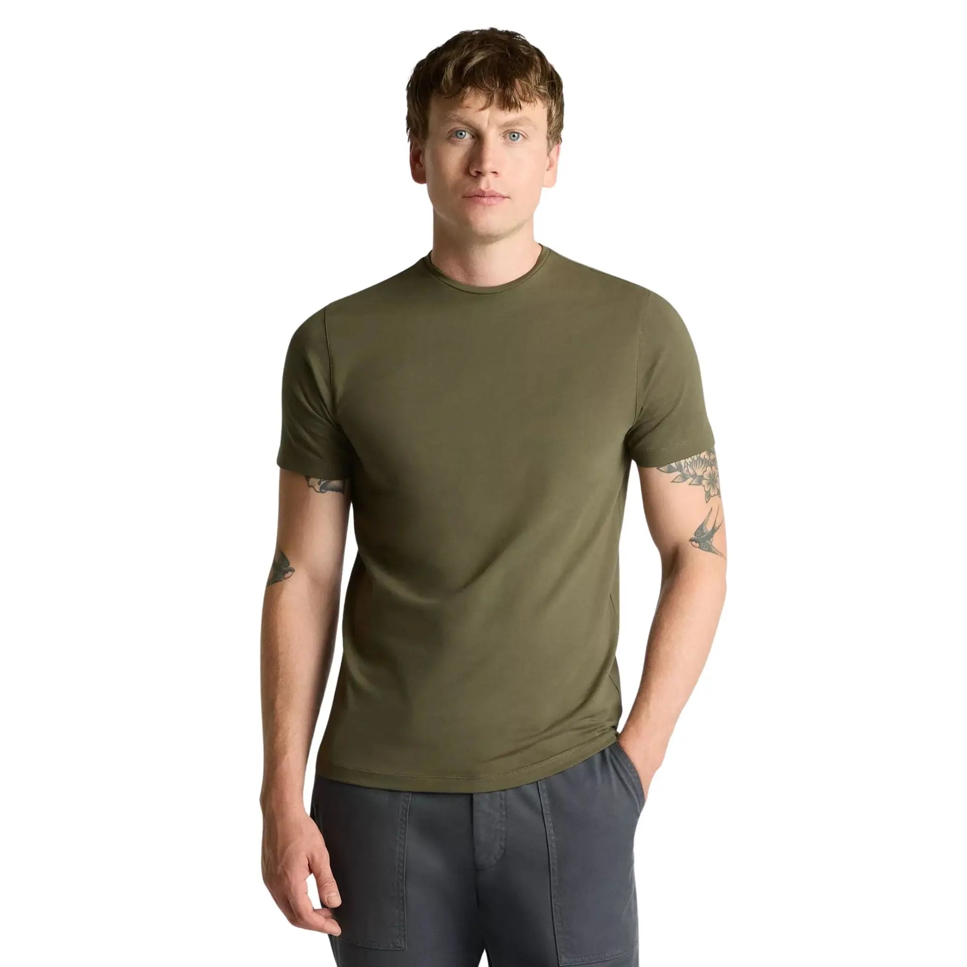 Buy Remus Uomo Crew Neck Stretch T-Shirt - Dark Green | T-Shirtss at Woven Durham