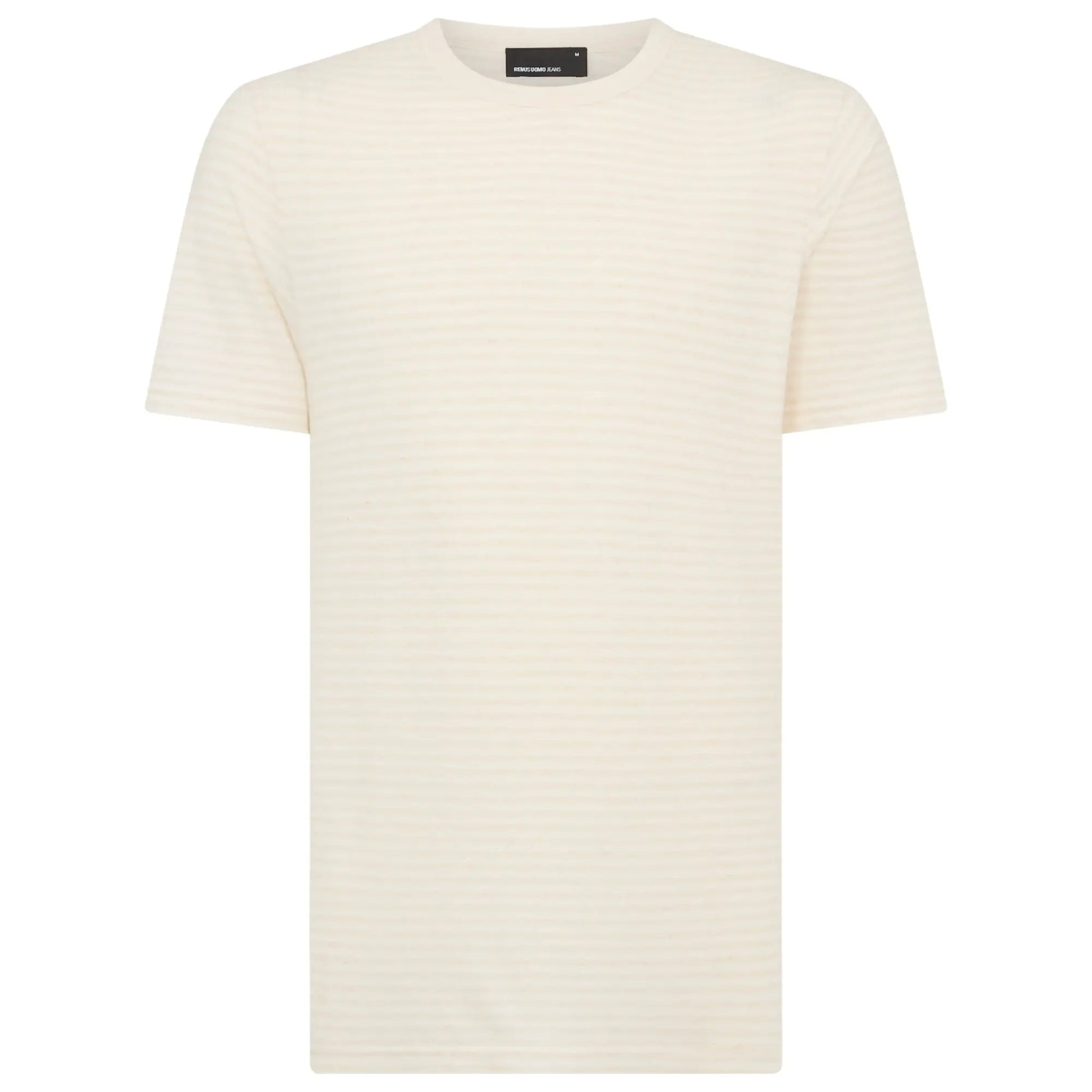 Buy Remus Uomo Crew Neck Stripe T-Shirt - Cream | T-Shirtss at Woven Durham