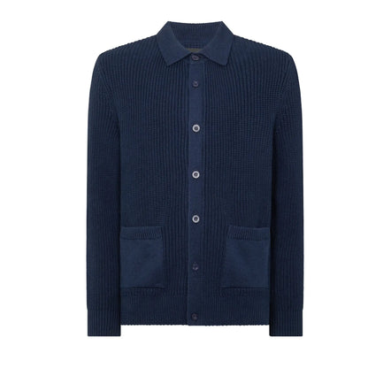 Buy Remus Uomo Dark Blue Long-Sleeved Buttoned Cardigan | Cardiganss at Woven Durham