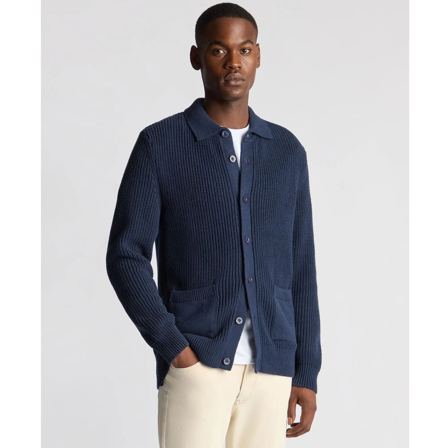 Buy Remus Uomo Dark Blue Long-Sleeved Buttoned Cardigan | Cardiganss at Woven Durham