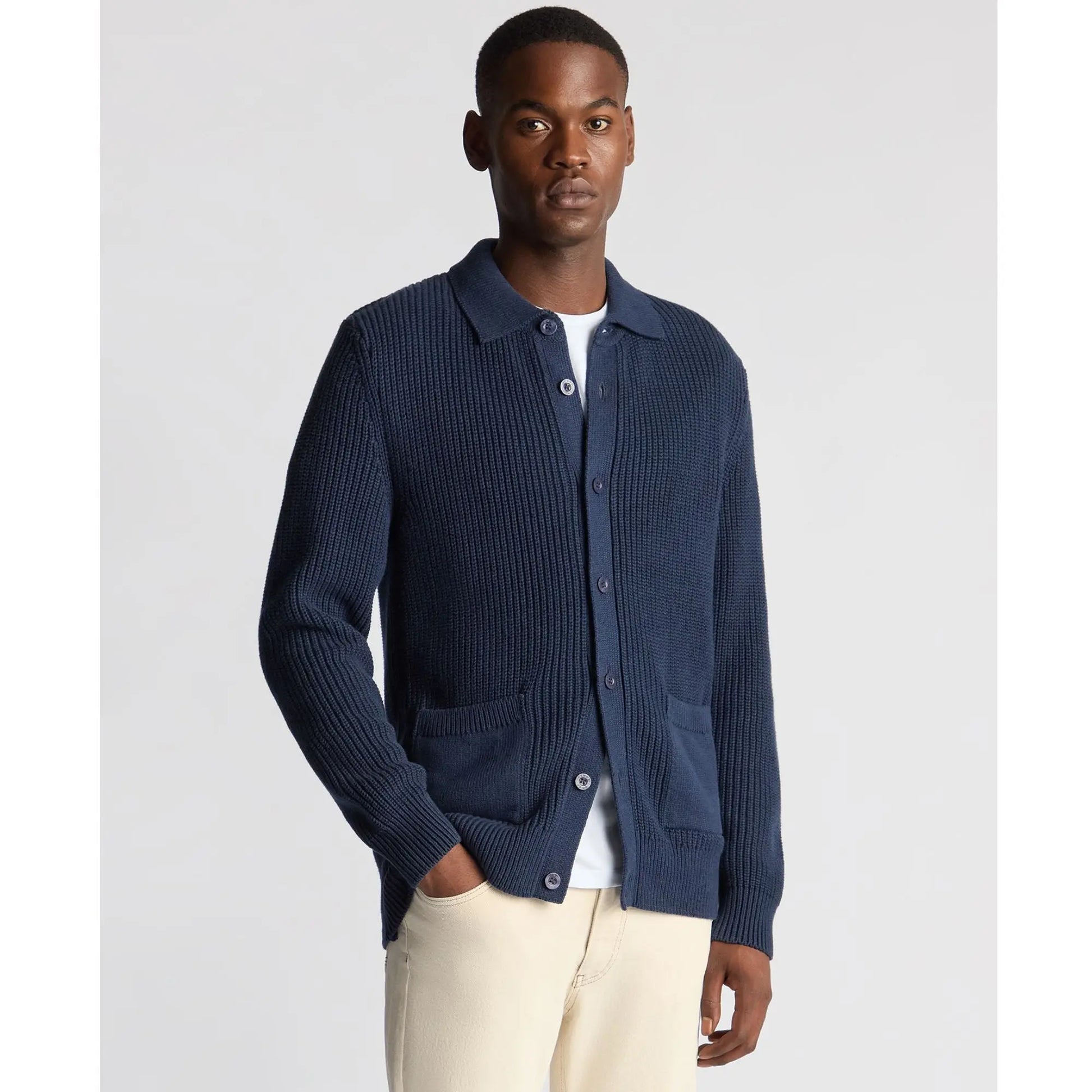 Buy Remus Uomo Dark Blue Long-Sleeved Buttoned Cardigan | Cardiganss at Woven Durham