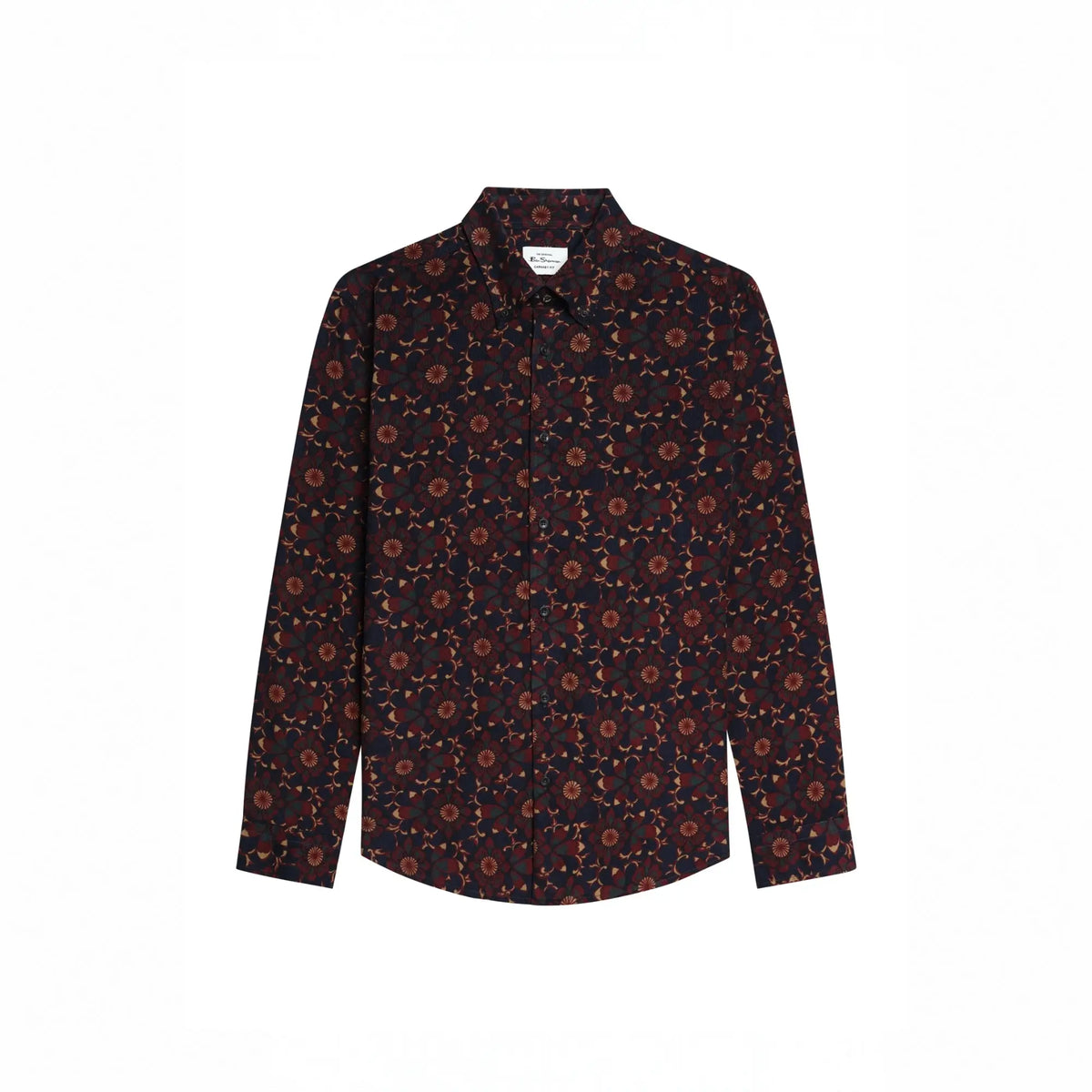 Buy Ben Sherman Dark Navy Long Sleeve Floral Print Cord Shirt | Overshirtss at Woven Durham