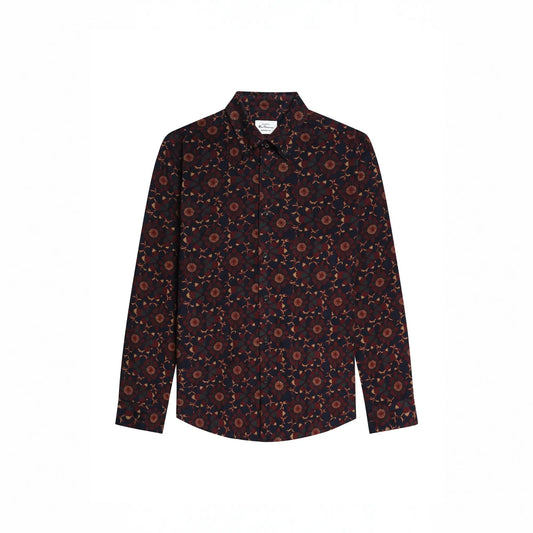 Buy Ben Sherman Dark Navy Long Sleeve Floral Print Cord Shirt | Overshirtss at Woven Durham