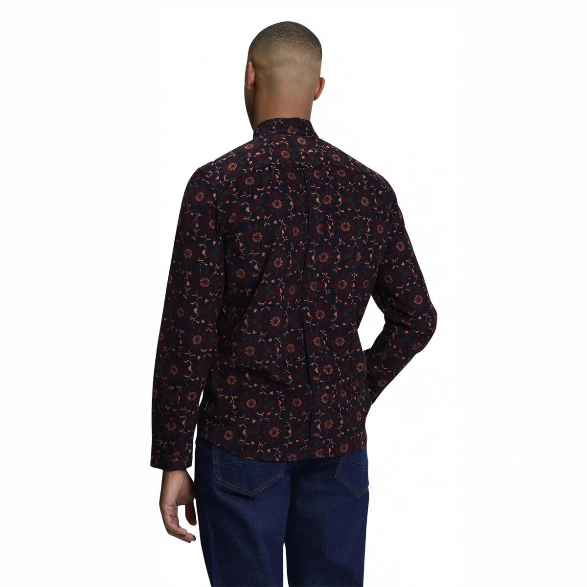 Buy Ben Sherman Dark Navy Long Sleeve Floral Print Cord Shirt | Overshirtss at Woven Durham