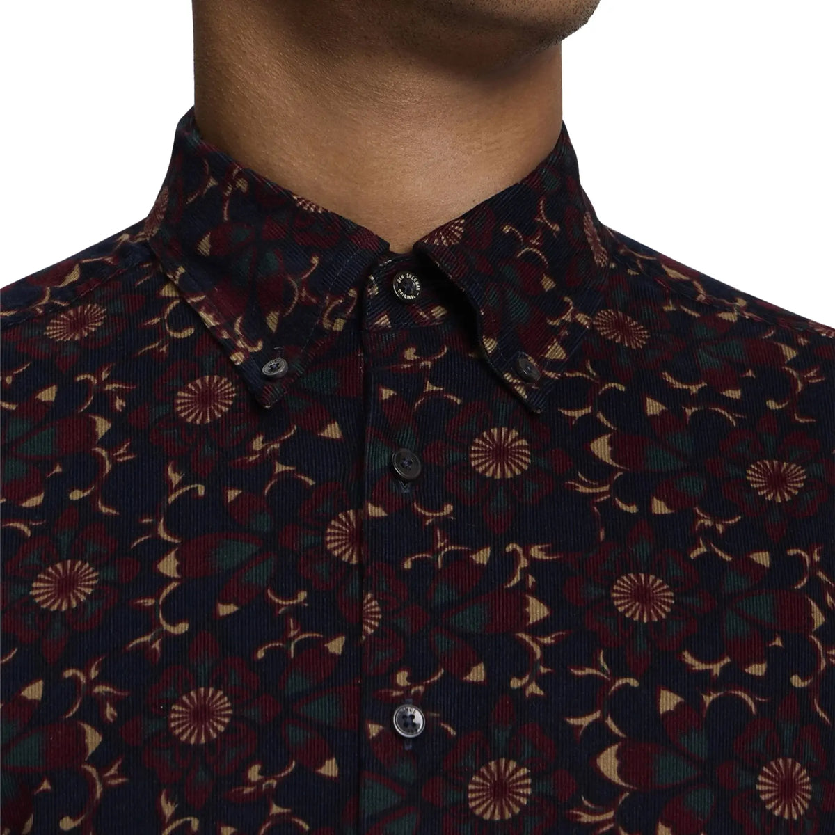Buy Ben Sherman Dark Navy Long Sleeve Floral Print Cord Shirt | Overshirtss at Woven Durham