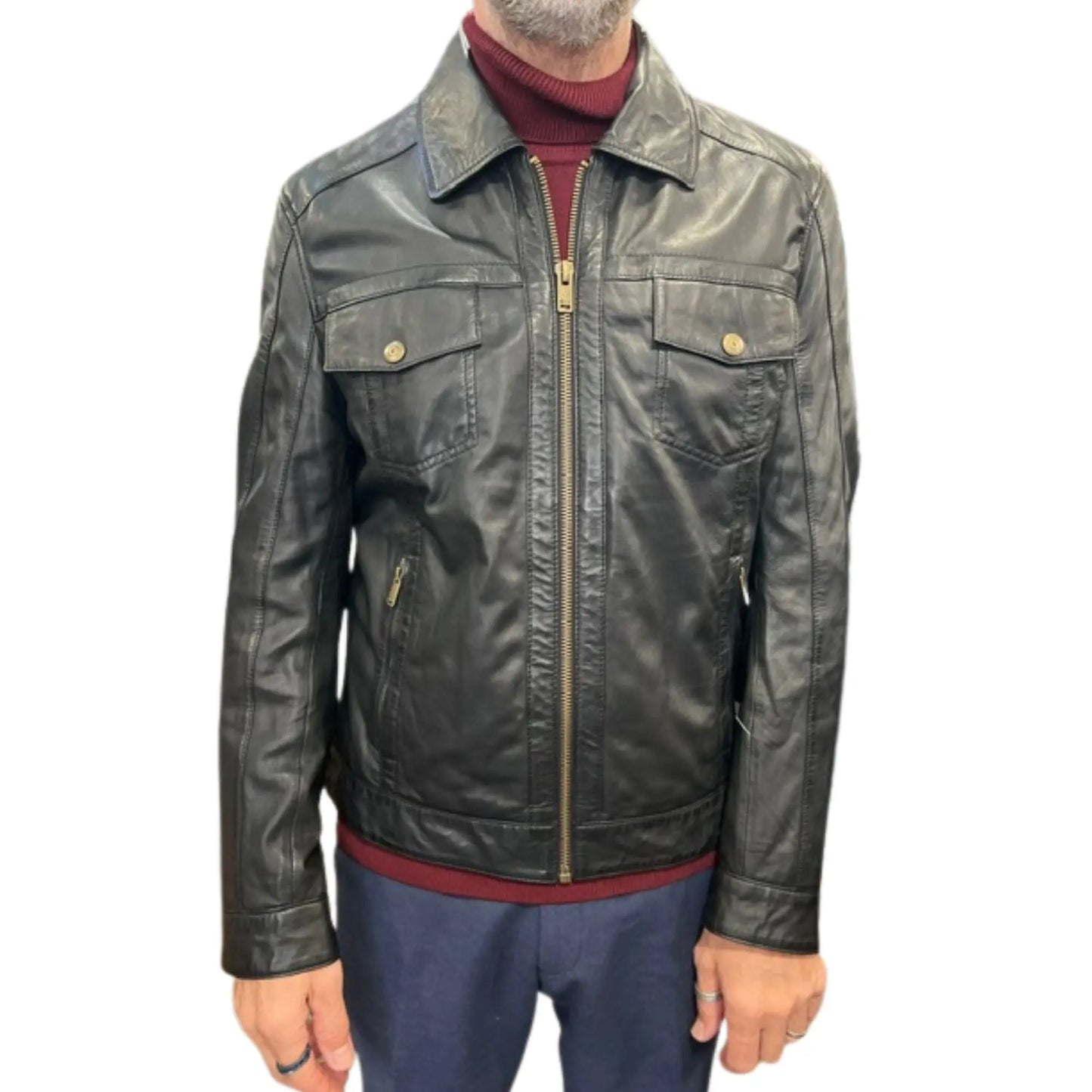Buy Gabicci Vintage Dean Western Leather Jacket - Black | Leather Jackets at Woven Durham