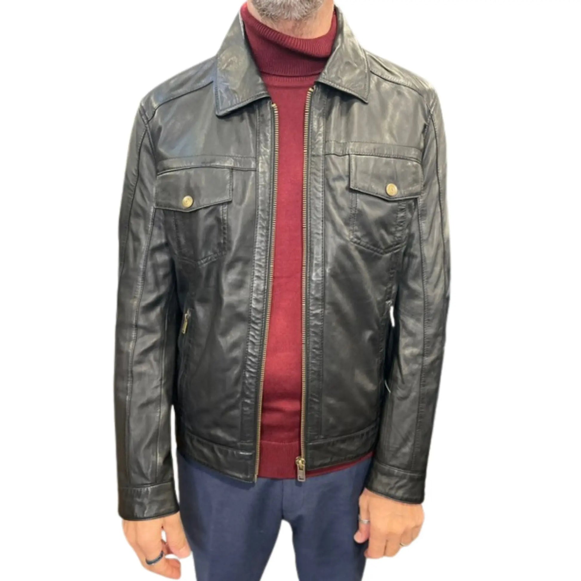 Buy Gabicci Vintage Dean Western Leather Jacket - Black | Leather Jackets at Woven Durham