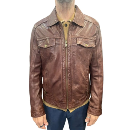 Buy Gabicci Vintage Dean Western Leather Jacket - Brown | Leather Jackets at Woven Durham