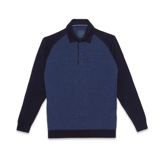 Long-Sleeve Polo - Navy/Denim