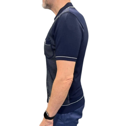 Buy Gabicci Vintage Di Lello Button-Through Polo - Navy | Short-Sleeved Polo Shirtss at Woven Durham