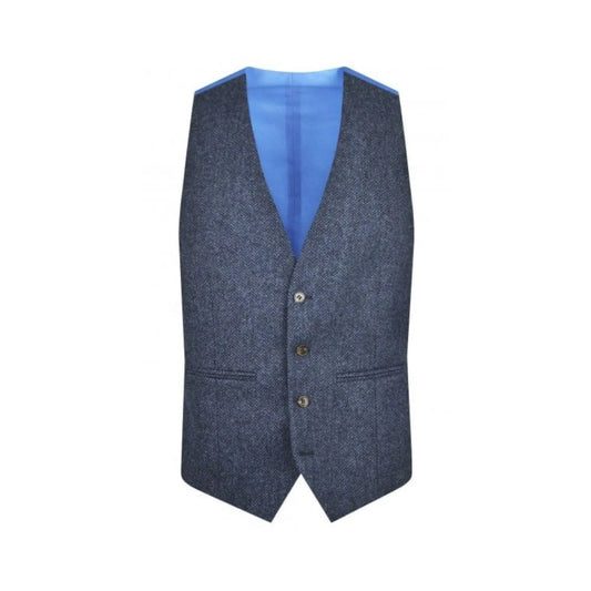 Buy Torre Donegal Tweed Suit Waistcoat - Navy | Suit Waistcoats at Woven Durham