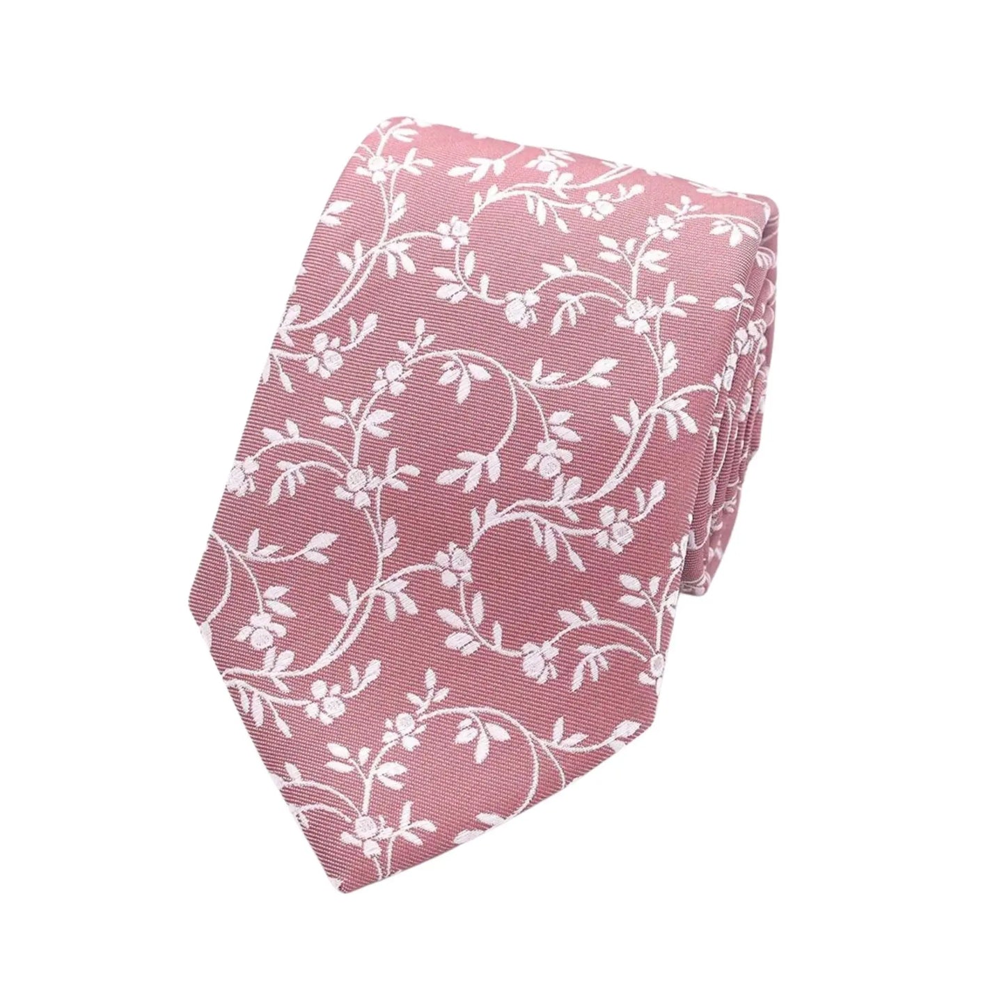 Buy L.A. Smith Dusky Pink Leafy Floral Tie | Silk Tiess at Woven Durham